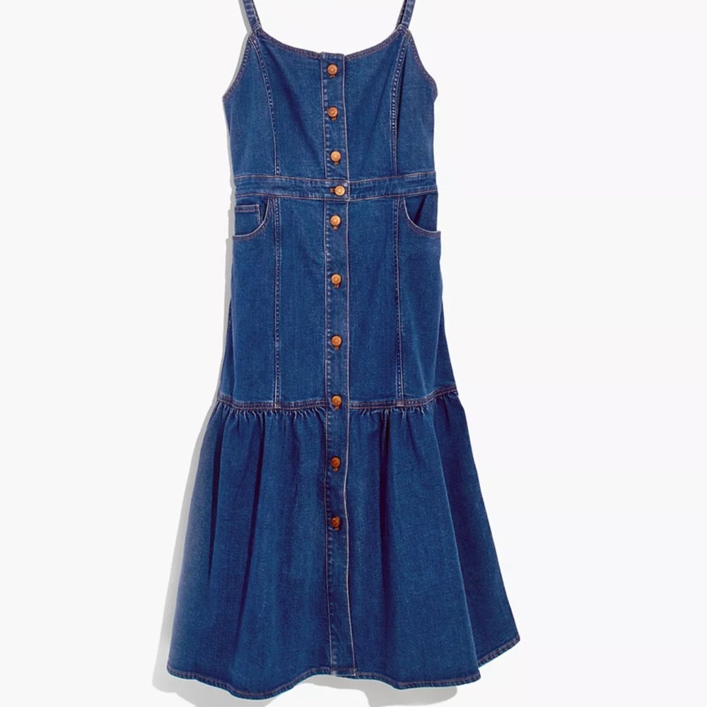 Madewell Bayview Blue Denim Tiered Dress Size 00